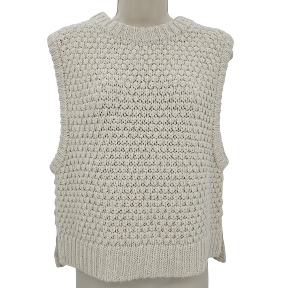Laude The Label Womans size S Sloane Crop Knit Sweater Vest Alpaca Cream Vanilla
